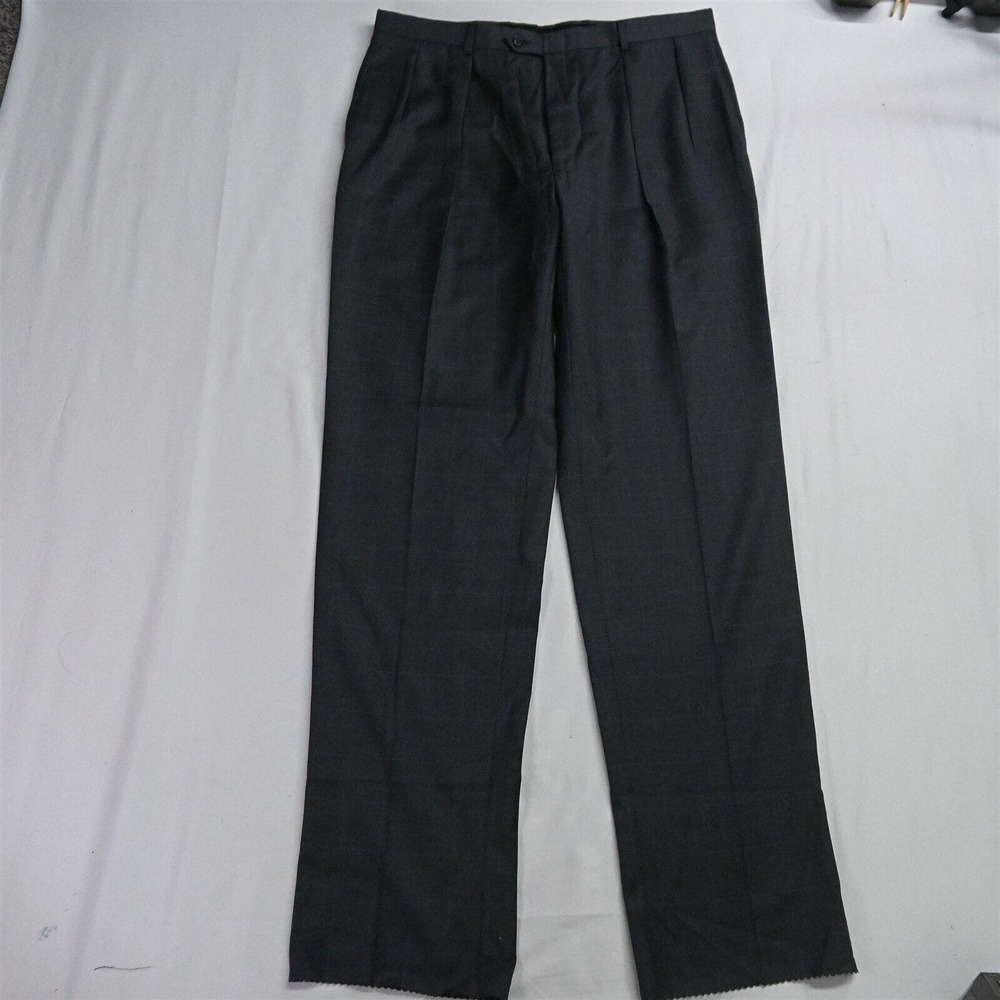 NEW Graham & Gunn 38 Gray Windowpane Suit Slacks Trousers Wool Dress Pants‎